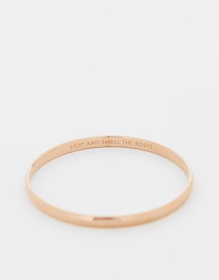 Kate Spade stop and smell the roses engraved idiom bangle bracelet in rose gold plate