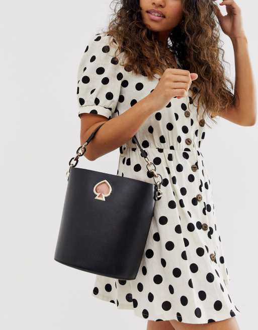 Kate Spade Suzy black leather bucket bag with chain handle | ASOS