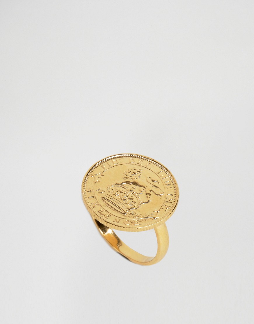 Katie Mullally Gold Plated Sixpence English Coin Ring