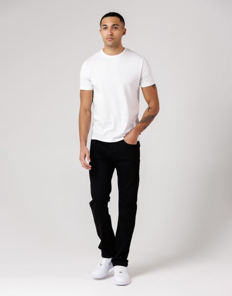 Katoenen rechte jeans van stretchdenim - view 1