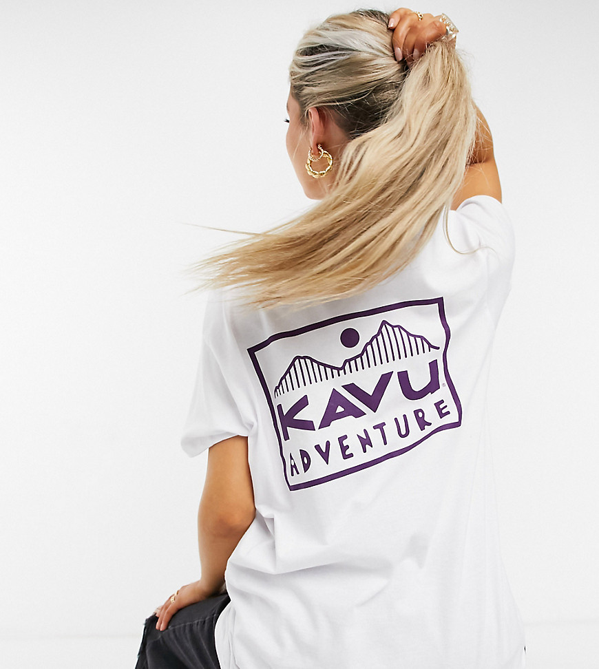 Kavu Adventure back print t-shirt in white Exclusive at ASOS