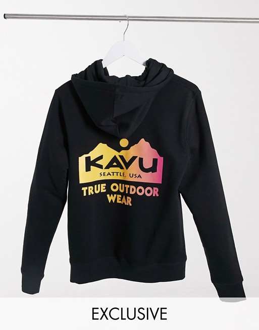 Kavu Back Print hoodie in black Exclusive at ASOS