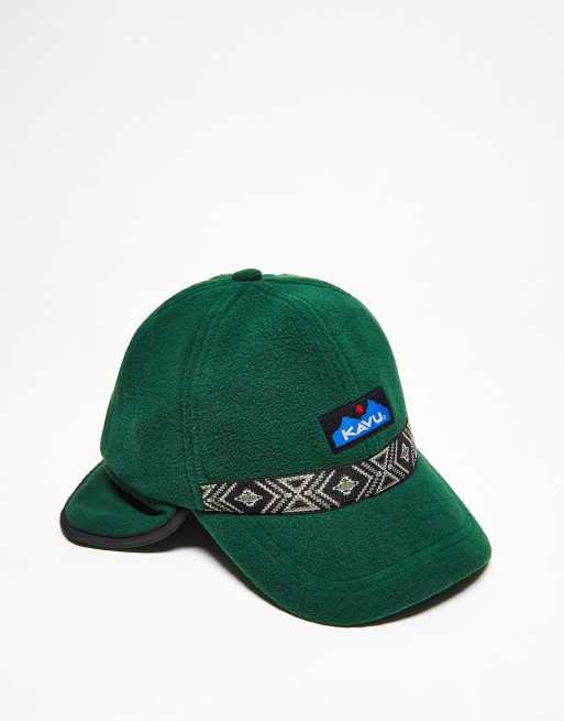 Kavu Barr - Creek - Cappellino a 6 pannelli verde in pile con dettaglio stile colbacco