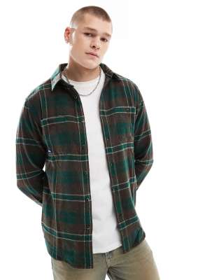 Kavu big joe check button long sleeve shirt in green