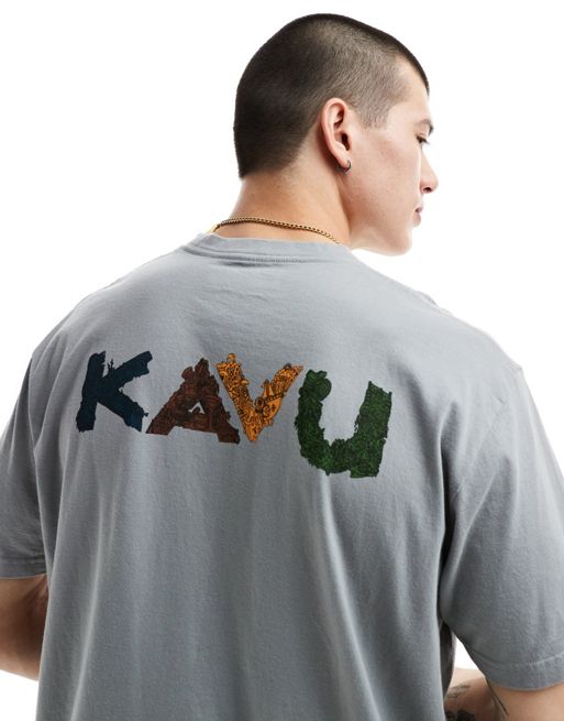 Kavu botanical logo front t-shirt in grey