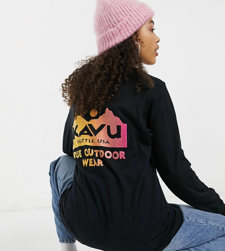 Kavu – Exclusive – Svart t-shirt med långa ärmar och logga baktill