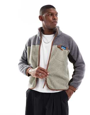 KAVU Kavu fleece zip up jumper in grey-Orange