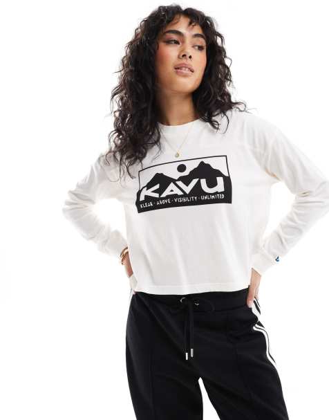 Kavu - Francis - T-shirt met lange mouwen en logo in wit - view 1