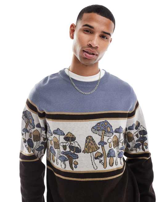 Kavu - Highline - Pull en jacquard avec motif champignons rétro - Multicolore