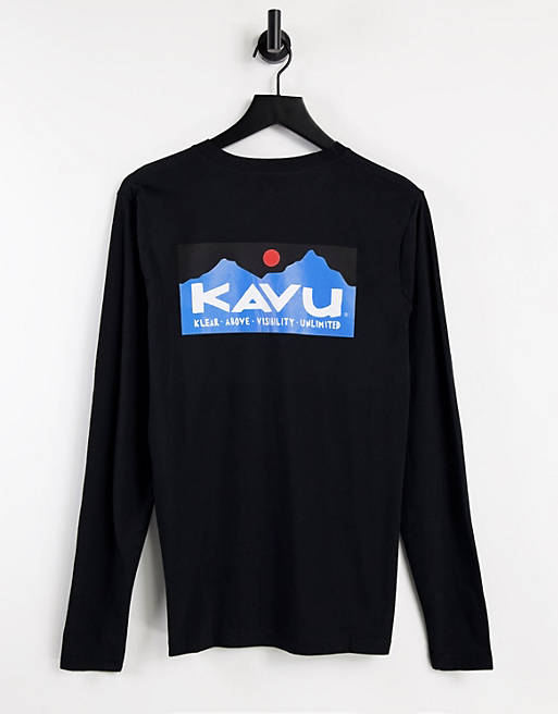 Kavu Klear Above back print long sleeve t-shirt in black