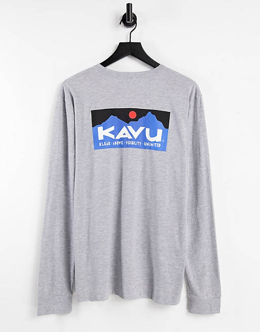  Kavu Klear Above back print long sleeve t-shirt in grey 