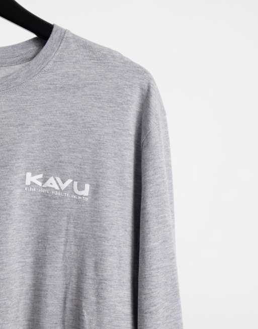 Kavu Klear Above back print long sleeve t-shirt in grey, 3 of 4