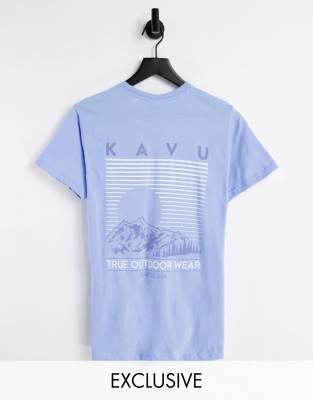 KAVU Kavu Landscape back print t-shirt in blue Exclusive at ASOS