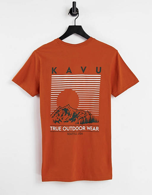 Tops Kavu Landscape back print t-shirt in orange Exclusive at  