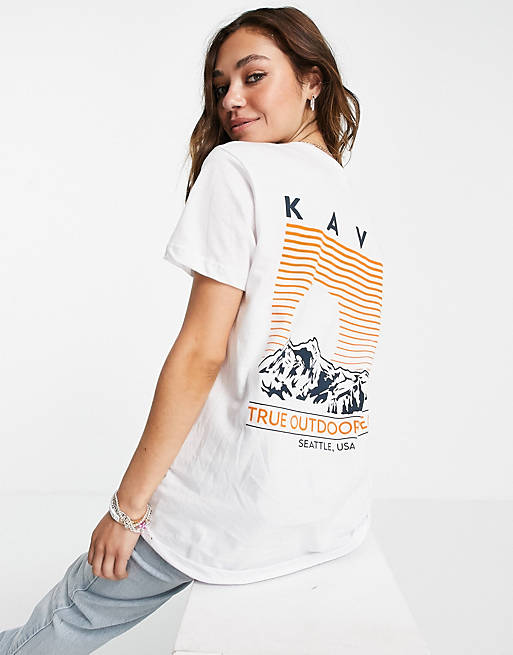 Kavu Landscape back print t-shirt in white Exclusive at ASOS