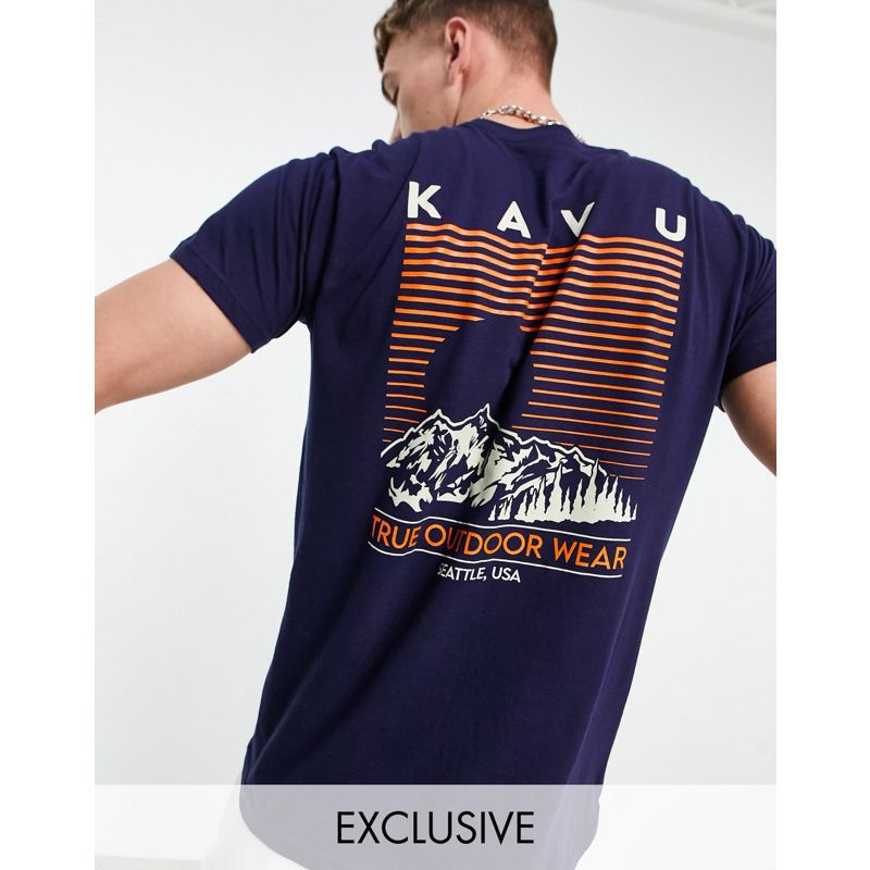 Kavu – Landscape – T-Shirt mit Rückenprint in Marineblau, exklusiv bei ASOS