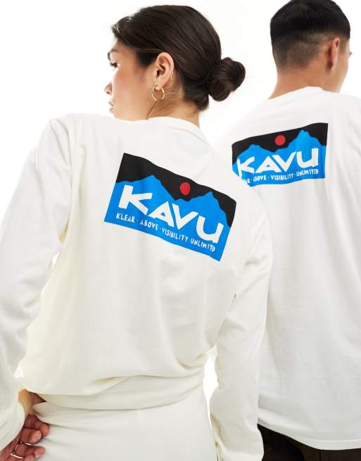 Kavu – Langärmliges Unisex-Shirt in Weiß mit Logo