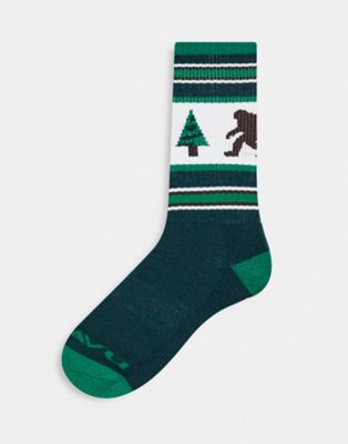 Kavu Moonwalk sasquatch print socks in green