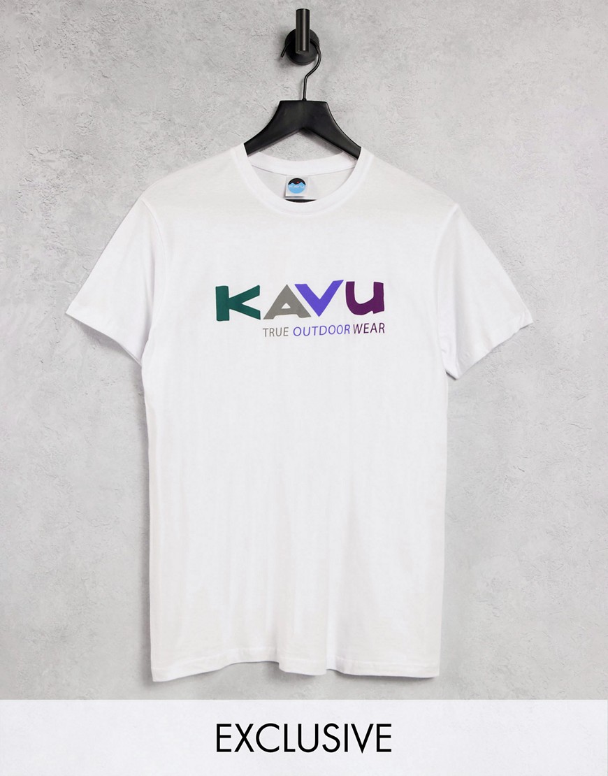 Kavu – Multi – Vit t-shirt – Endast hos ASOS-Blå