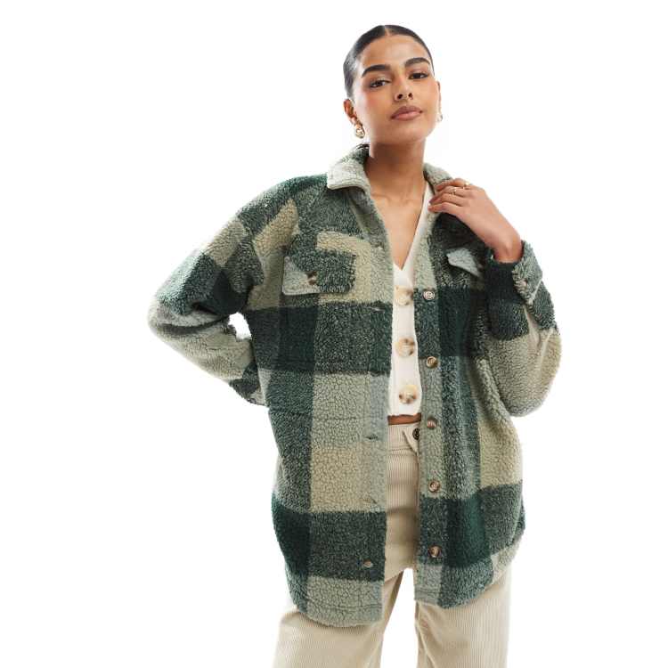 Kavu Northern Sky Camicia giacca in pile verde a quadri con