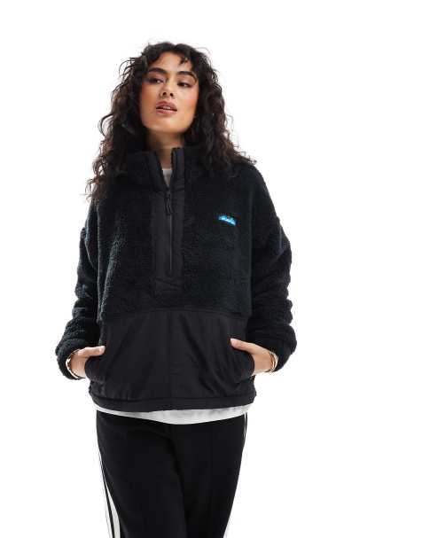 KAVU - Pinesdale - Veste zippée en imitation peau de mouton duveteuse - Noir - view 1