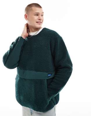 KAVU Kavu port pullover sherpa sweatshirt in dark green