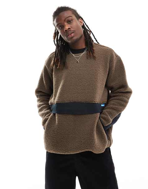 Kavu – Port – Sweatshirt aus Sherpa-Fleece in Braun - view 1