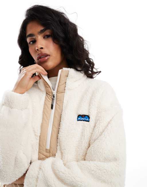 KAVU - Rockhaven - Cremehvid fleece med halv lynlås, 2 af 4
