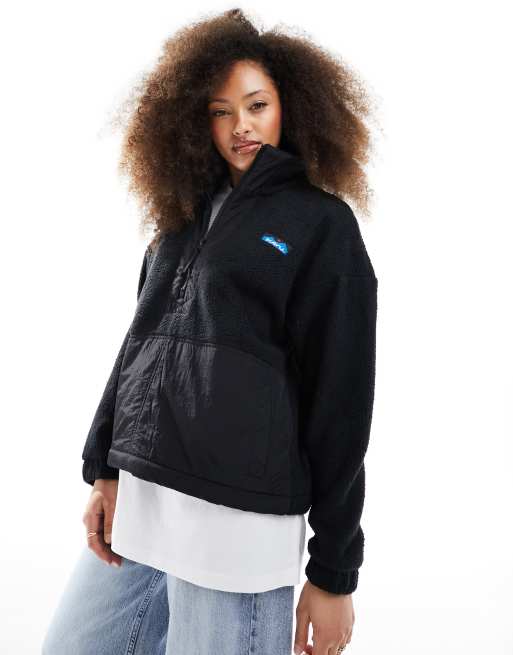 Kavu - Rockhaven - Felpa in pile nera con zip corta