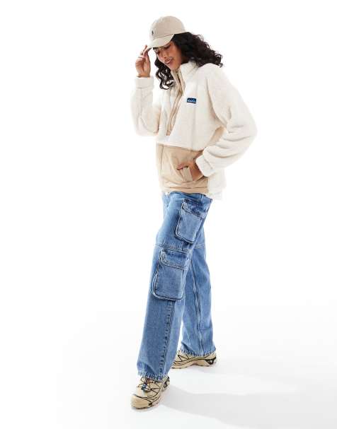 Kavu – Rockhaven – Fleece-Oberteil in Creme mit halblangem Reißverschluss - view 1