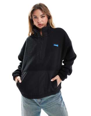 Kavu - Rockhaven - Fleece-Pullover mit kurzem Reißverschluss in Schwarz