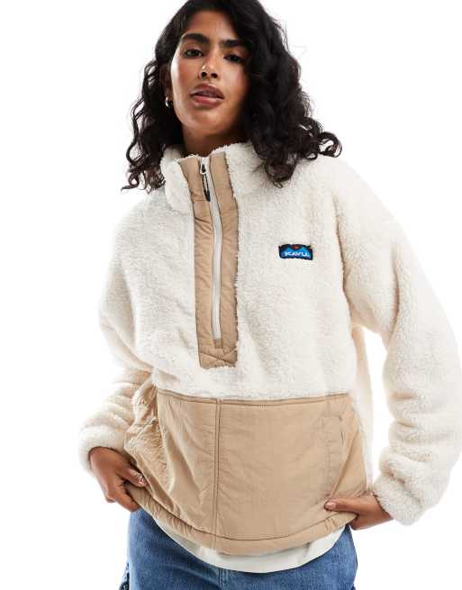 Kavu Rockhaven half zip fleece in cream, 4 of 4