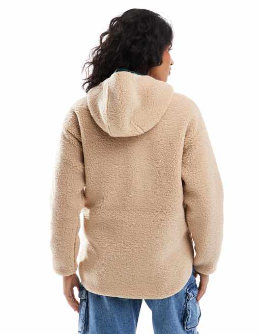 Kavu Roselake half zip borg fleece in beige ASOS