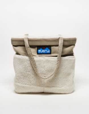 KAVU Kavu sharpa fleece tote bag in beige-Neutral