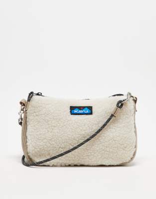 Kavu - So Snuggy - Borsa a tracolla color crema in pile borg