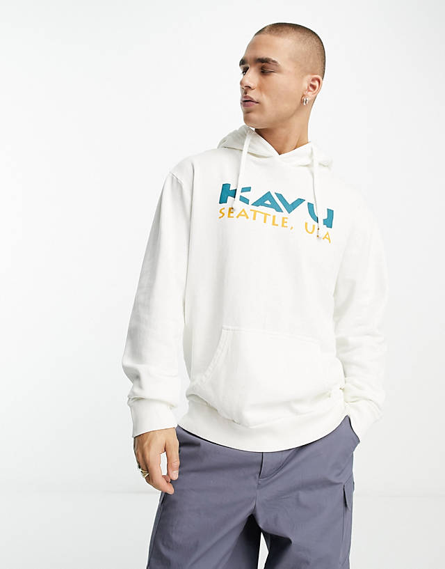 KAVU - spellout chest print hoodie in off-white