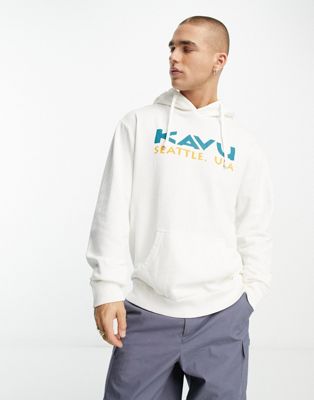 Kavu Spellout chest print hoodie in off-white - ASOS Price Checker
