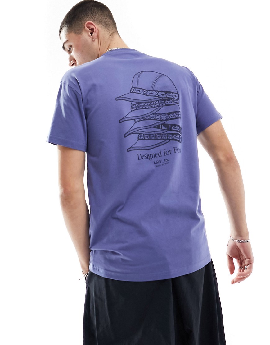 Kavu stack cap t-shirt in navy with back print