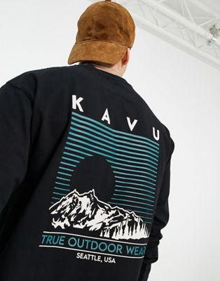 T-shirts imprimés Kavu - T-shirt à manches longues avec imprimé paysage au dos - Noir