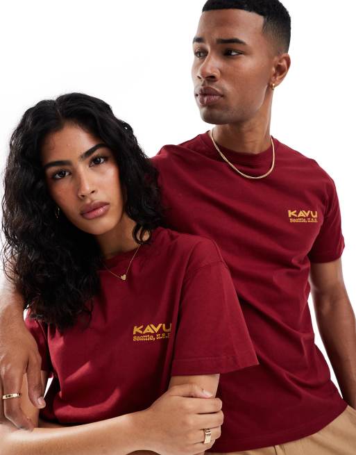 Kavu - T-shirt rossa unisex con stampa botanica sul retro, 3 di 4