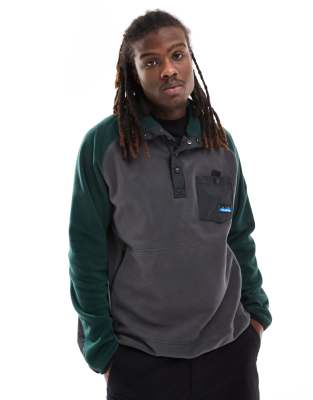 KAVU Kavu teannaway half placket fleece pullover in grey