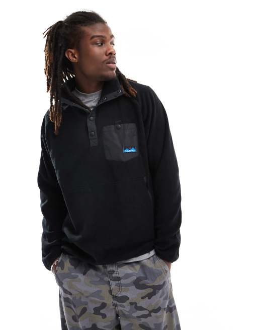Kavu – Teannaway – Svart fleece med halvt knappsprund