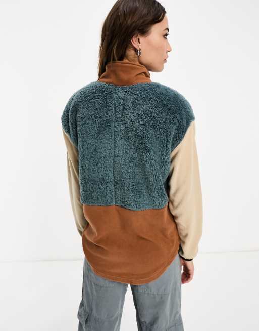 Kavu – Timber Lane – Fleece-Sweatshirt in Braun mit kurzem