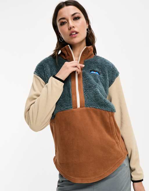 Kavu - Timer Lane - Fleece met korte rits in bruin, 2 van 4