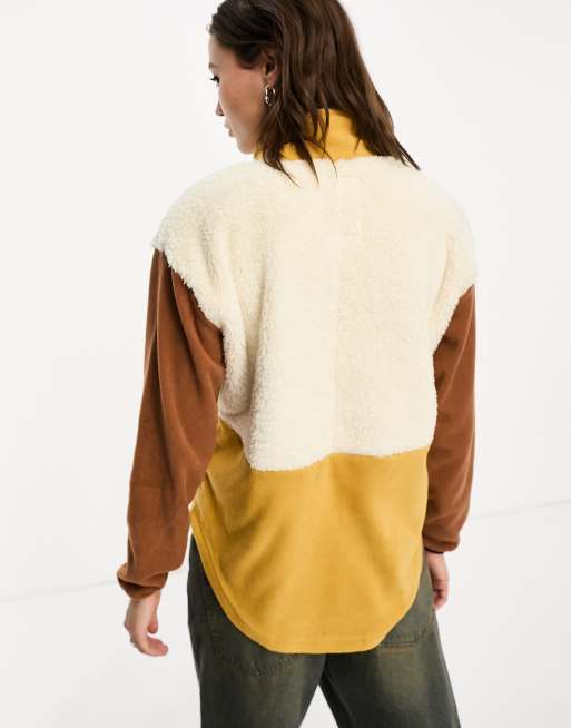 Kavu - Timer Lane - Trui van fleece met halve rits in geel, 4 van 4