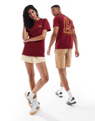 KAVU Kavu unisex botanical back print t-shirt in red