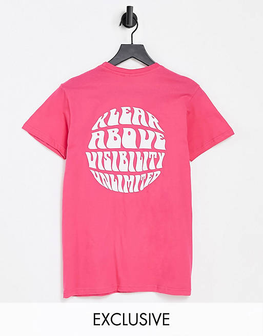 Kavu Unlimited back print t-shirt in pink Exclusive at ASOS