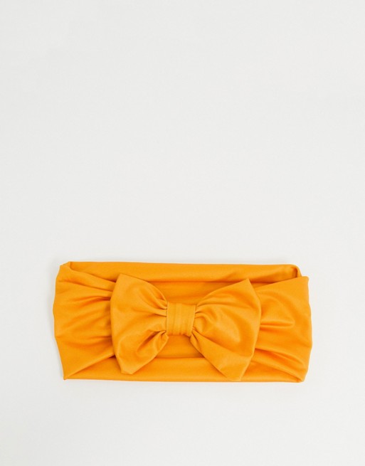 KazBands Saffron headband with bow tie in orange