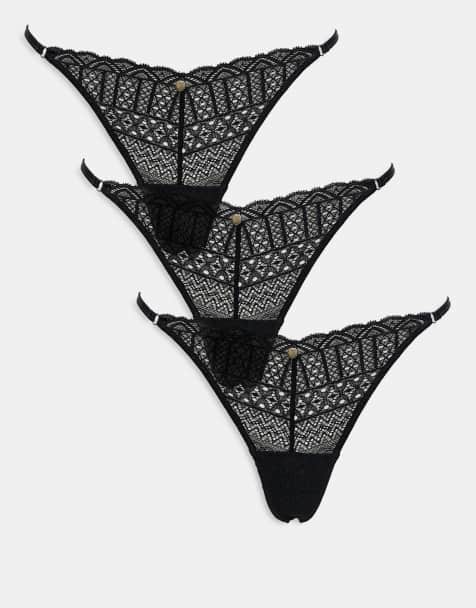 KBX – 3er-Pack Stringtanga aus Spitze in Schwarz - view 1