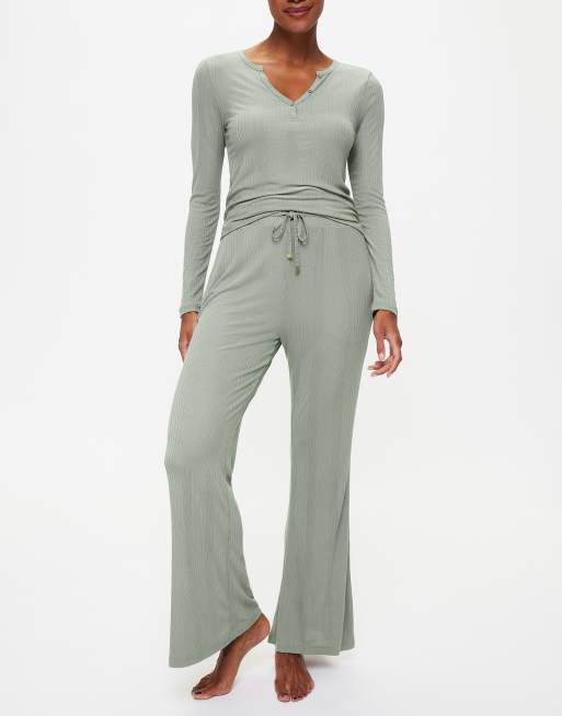 KBX Amelia wide leg trouser in green 